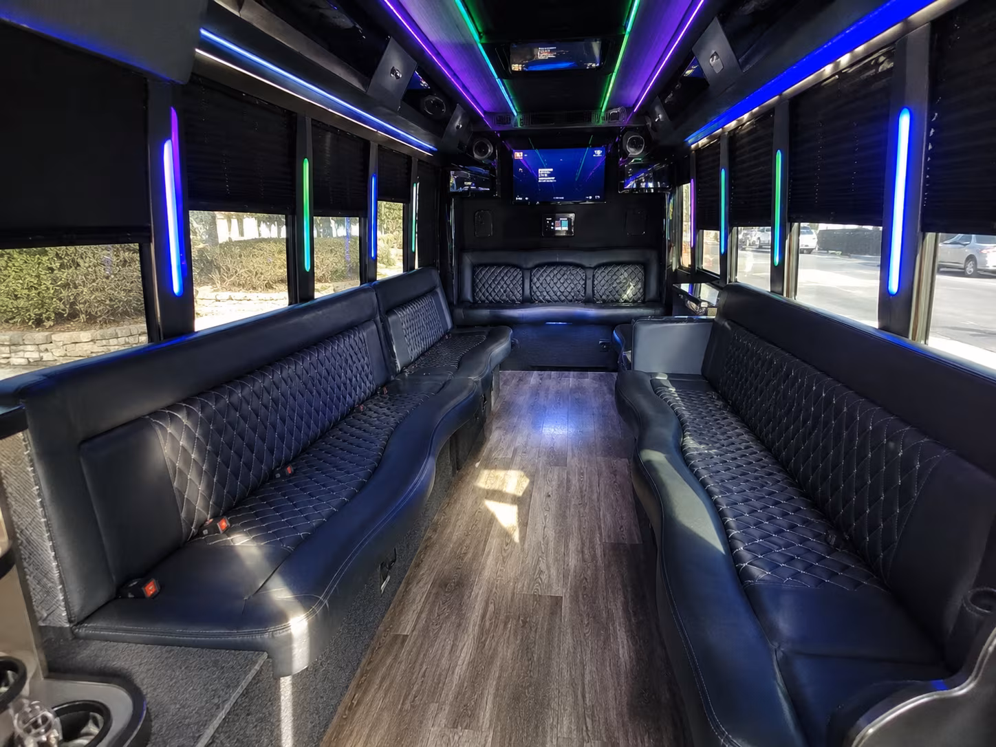 moore 15 passenger party bus interior