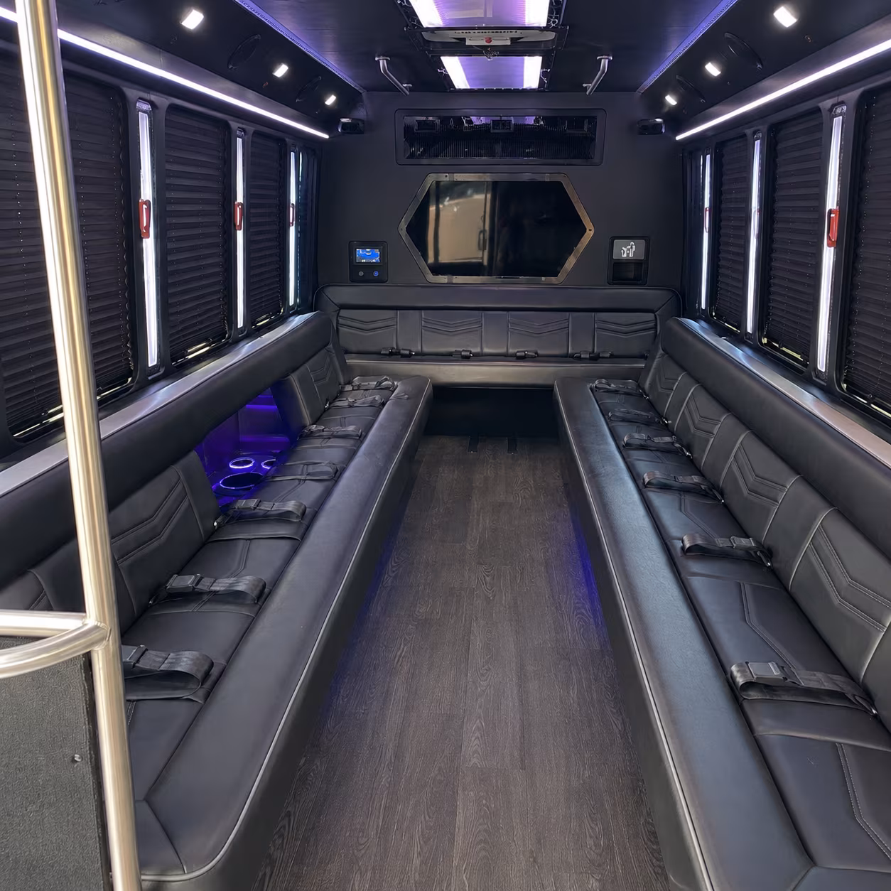 moore 18 passenger party bus interior