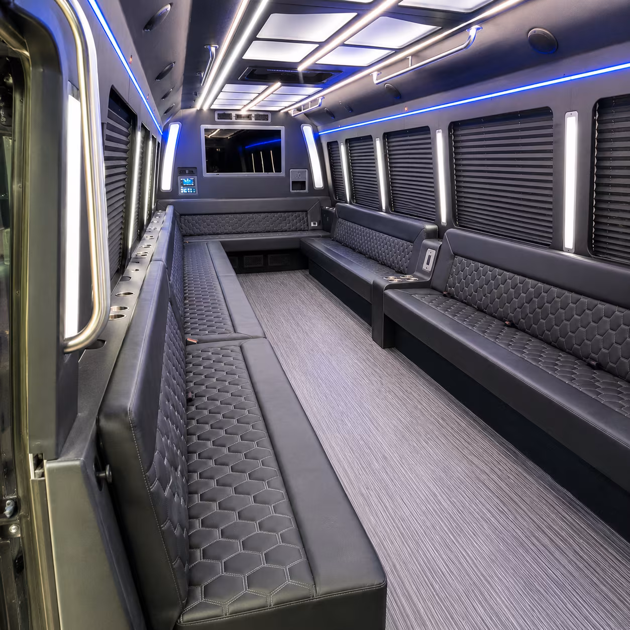 moore 40 passenger party bus interior
