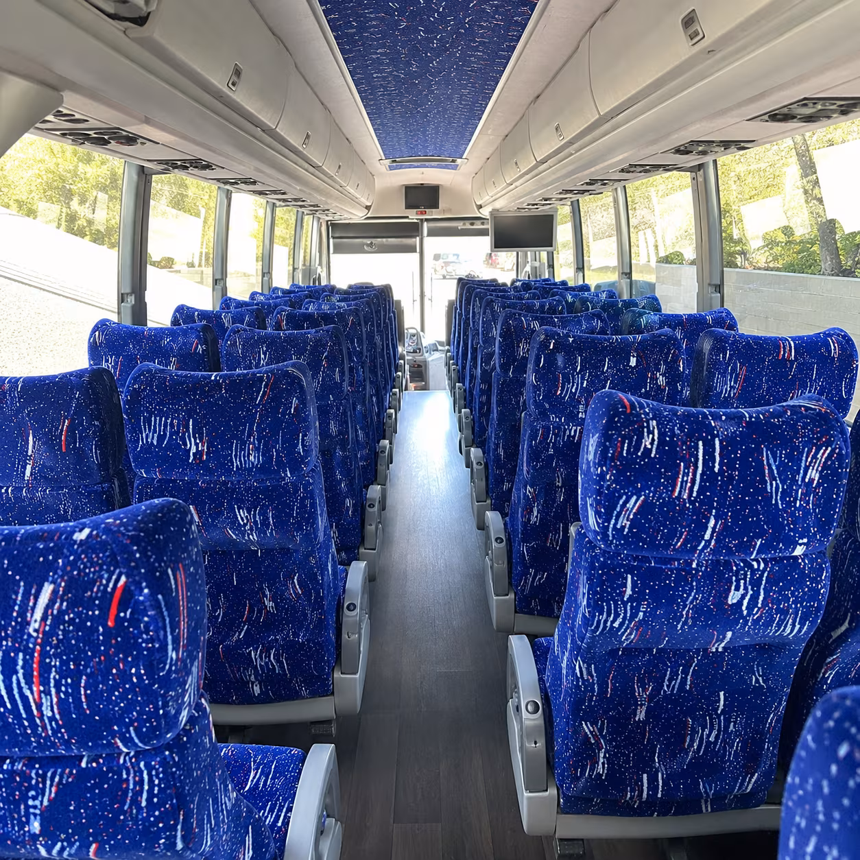 moore 56 passenger charter bus inside