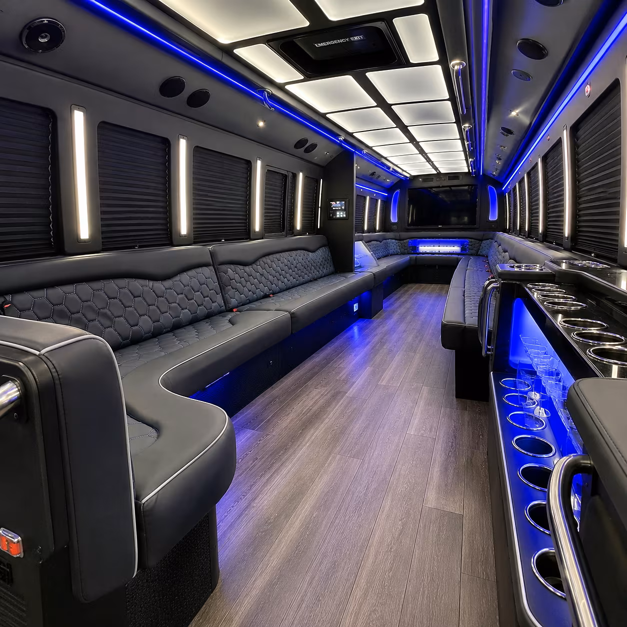 moore party bus rental interior